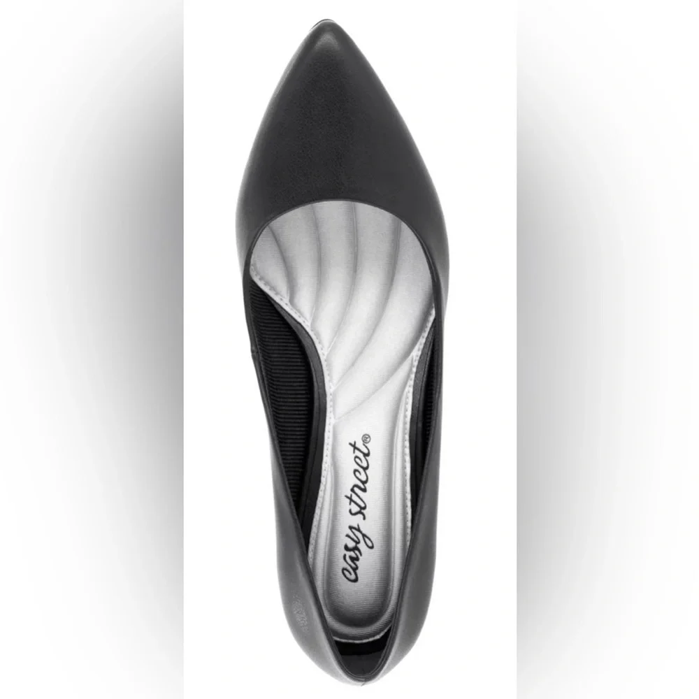 NIB [Easy Street] Pointe Pointed Toe Stiletto Wide Heel Pumps Black Women’s 8.5 - Picture 3 of 12